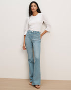 Veronica Beard Junia Mixed-Media T-Shirt - White