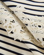 Veronica Beard Rhue Striped Lace-Hem Mini Dress - Dove White/Navy Stripe
