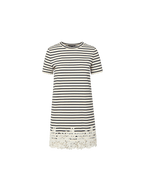Veronica Beard Rhue Striped Lace-Hem Mini Dress Dove White/Navy Stripe