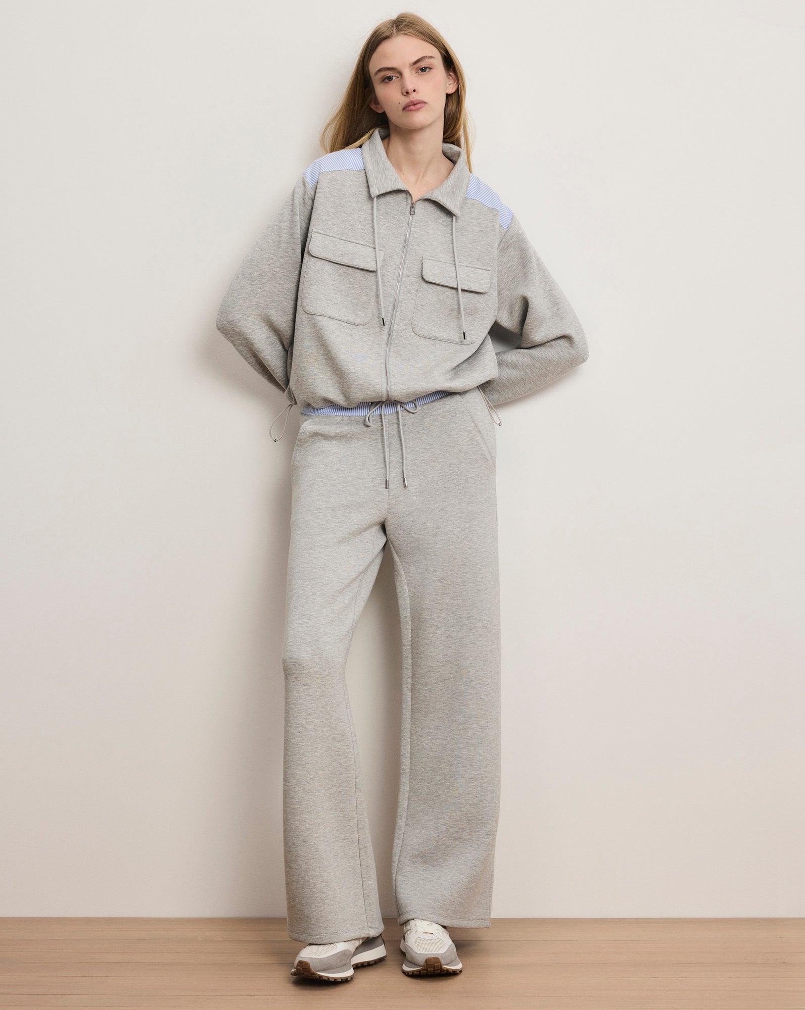 Veronica Beard Stellant Stretch-Scuba Jacket - Light Heather Grey