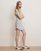 Veronica Beard Kenwood Mixed-Media Mini Dress - Light Heather Grey