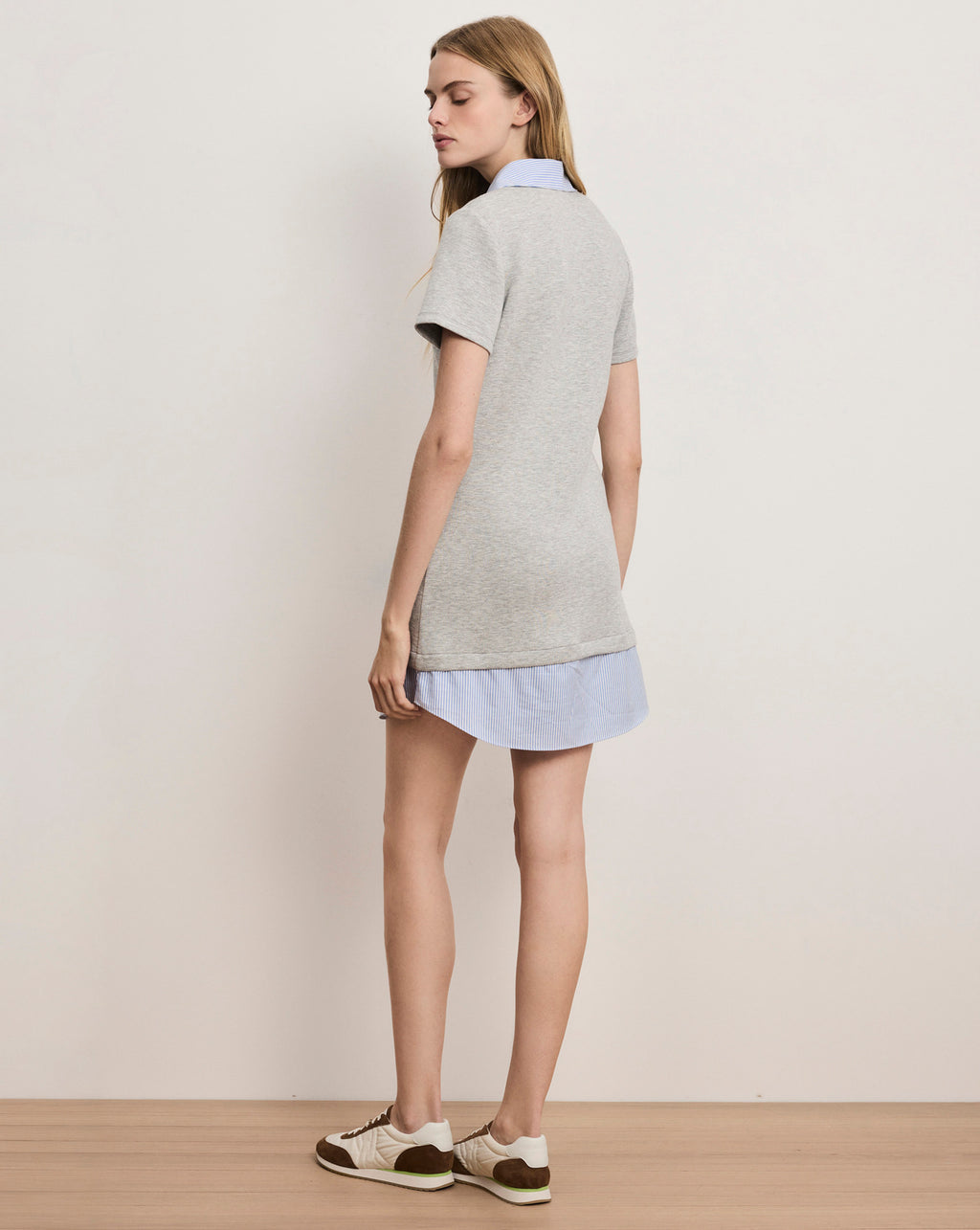 Veronica Beard Kenwood Mixed-Media Mini Dress - Light Heather Grey