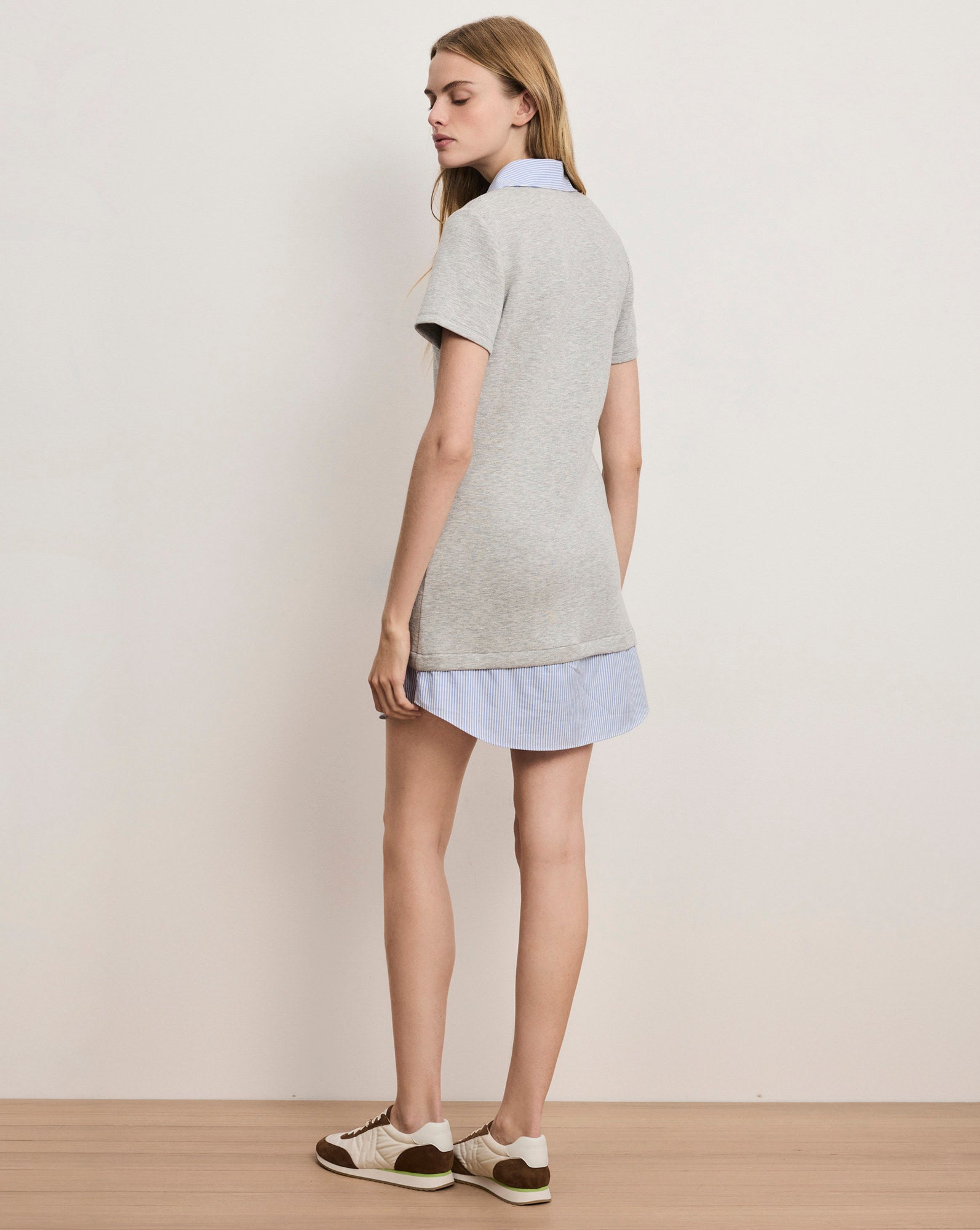 Veronica Beard Kenwood Mixed-Media Mini Dress - Light Heather Grey