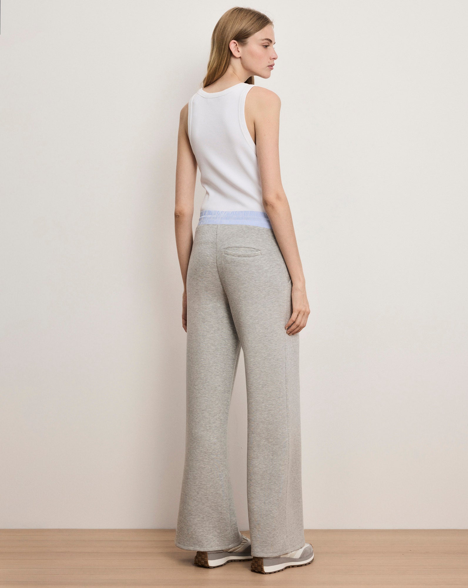 Veronica Beard Ernie Knit Wide-Leg Pants - Light Heather Grey