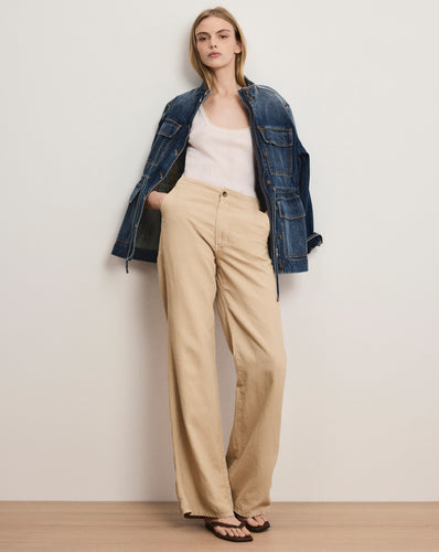 Veronica Beard Kasey Wide-Leg Pant - Stone Khaki