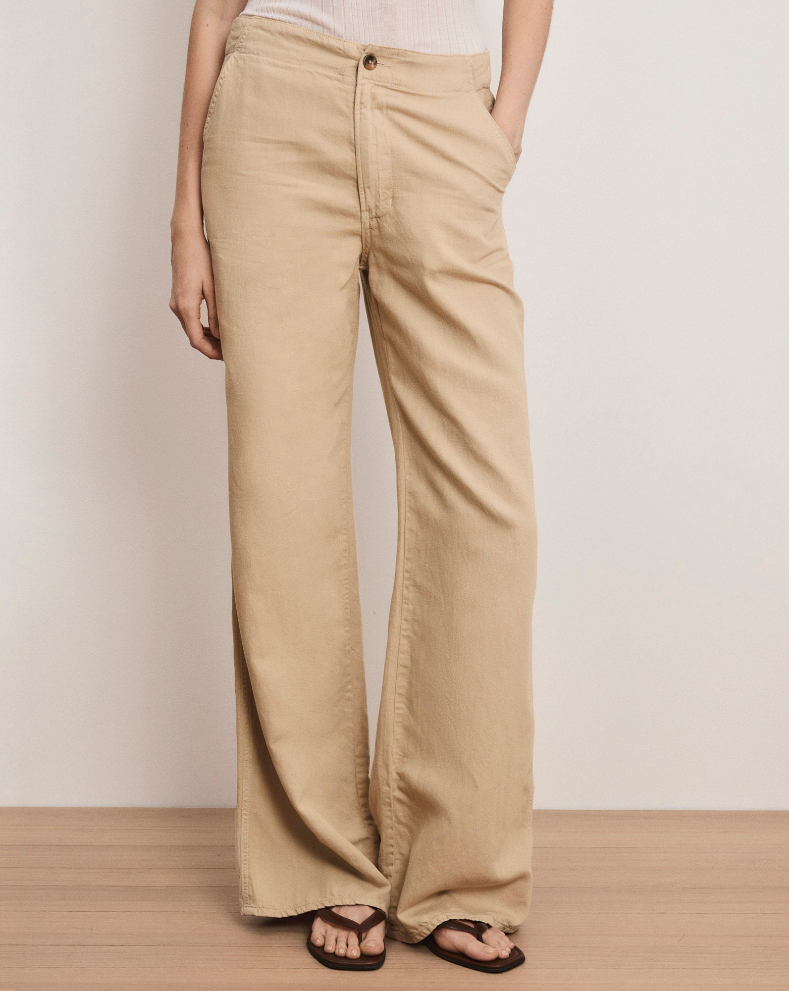 Veronica Beard Kasey Wide-Leg Pant - Stone Khaki