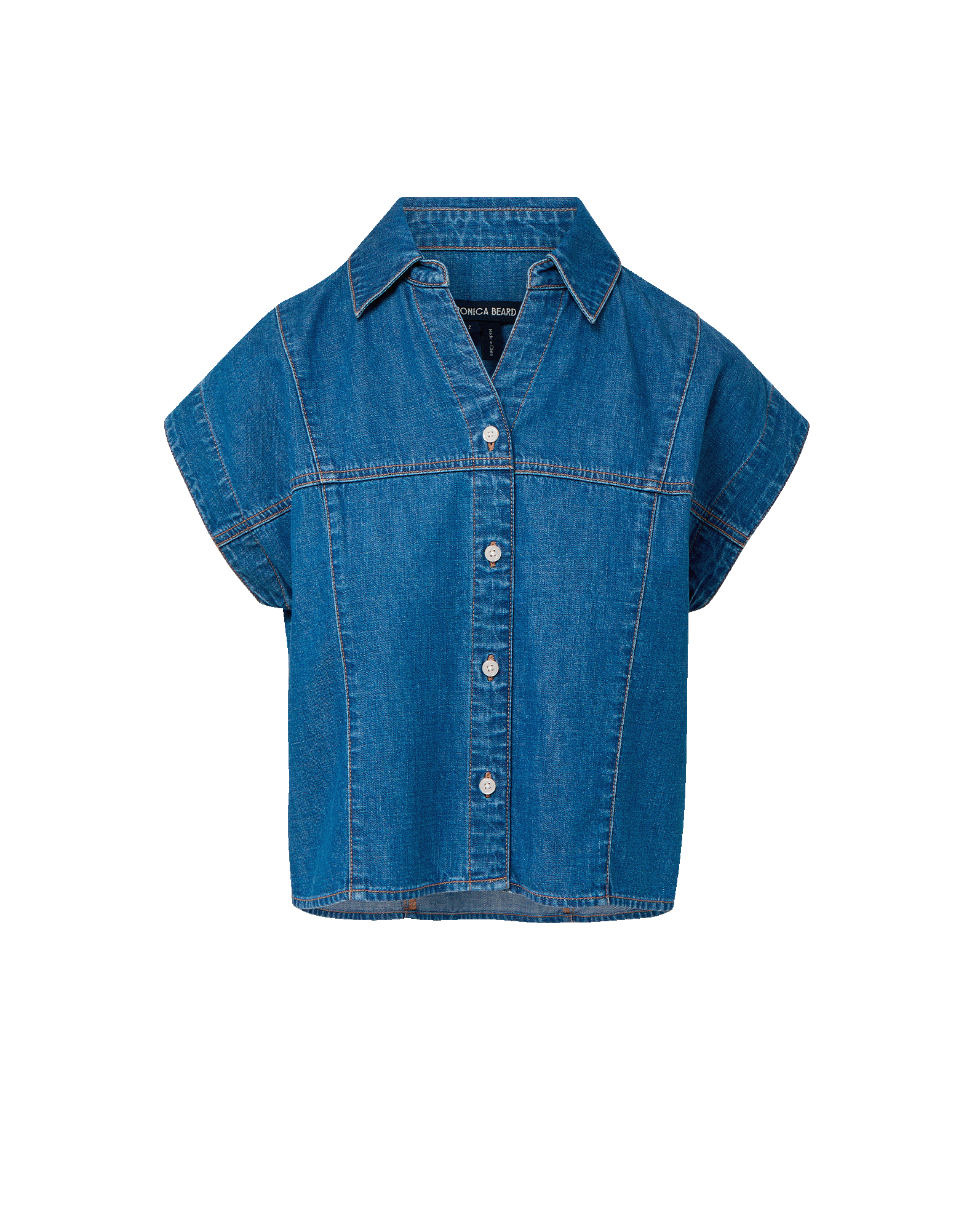Veronica Beard Nestor Chambray Button-Down Shirt - Pool Party