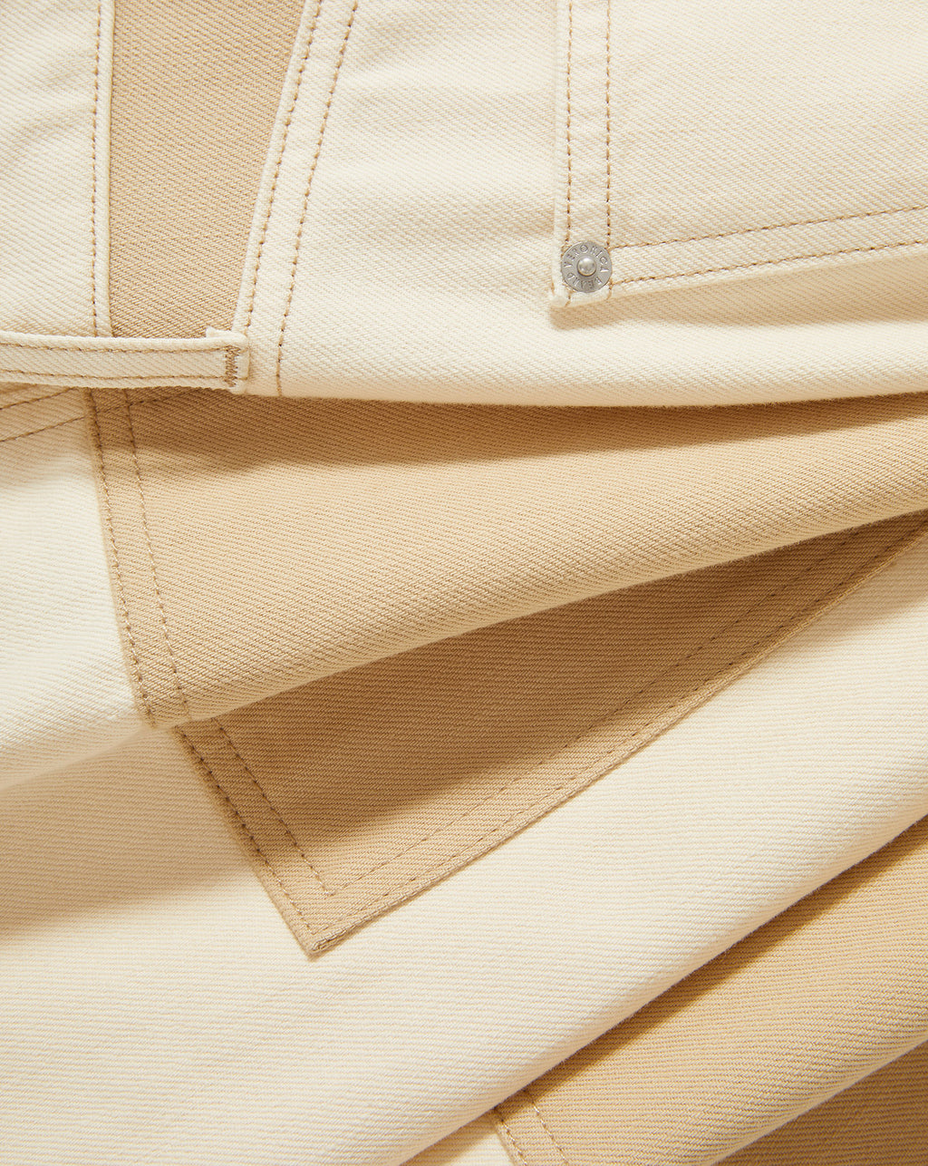 Veronica Beard Taylor Color-Block Wide-Leg Jean - Ecru/Stone Khaki