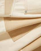 Veronica Beard Taylor Color-Block Wide-Leg Jean - Ecru/Stone Khaki