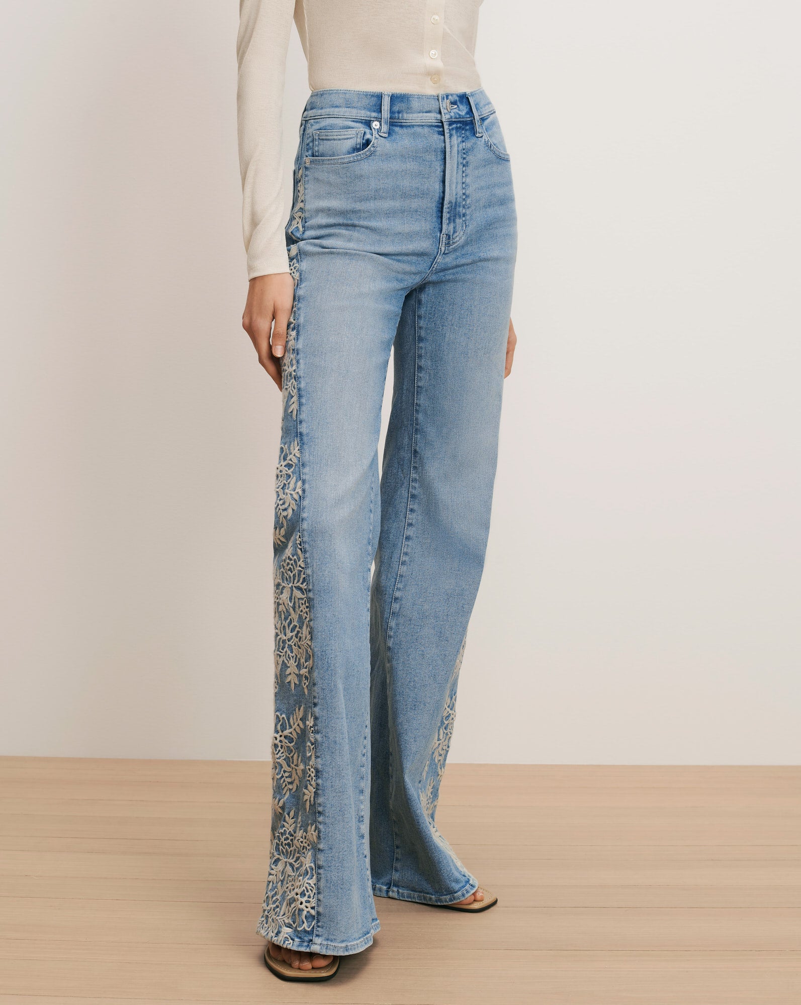 Veronica Beard Joplin Embroidered Flare Jean - Silverwood Moon