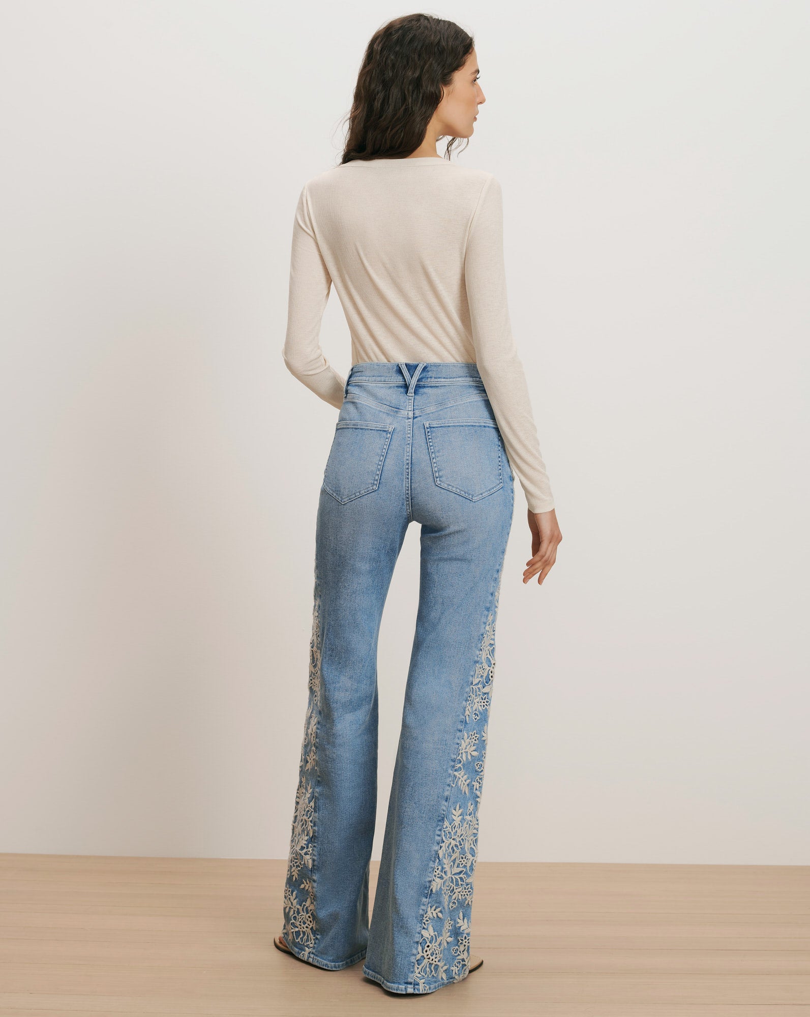 Veronica Beard Joplin Embroidered Flare Jean - Silverwood Moon