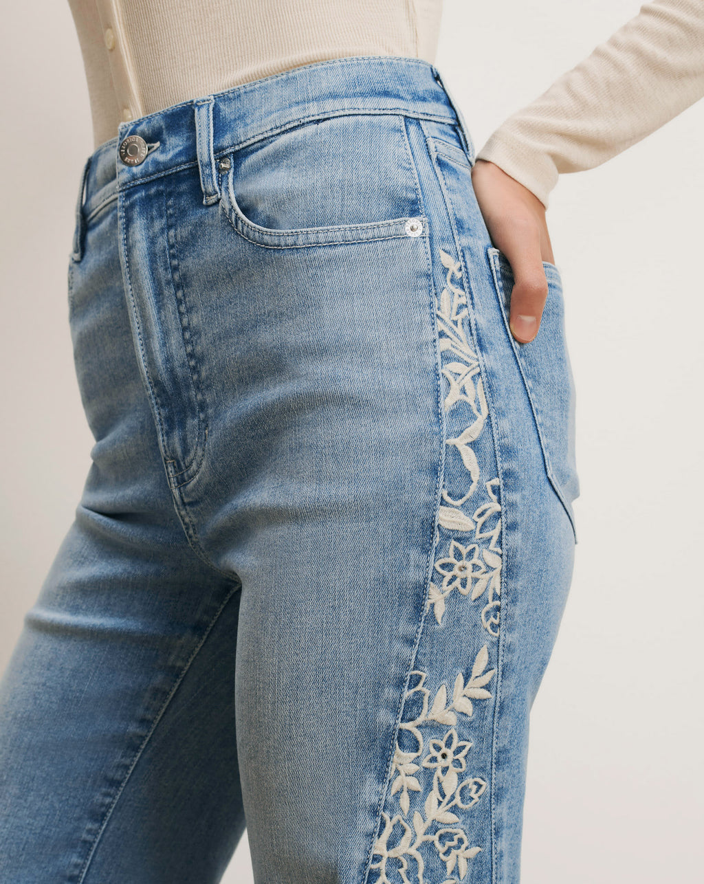 Veronica Beard Joplin Embroidered Flare Jean - Silverwood Moon