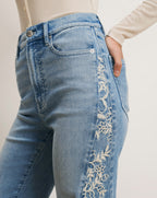 Veronica Beard Joplin Embroidered Flare Jean - Silverwood Moon