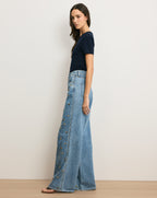 Veronica Beard Kasey Embellished Wide-Leg Jean - Silver Dust