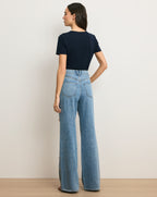 Veronica Beard Kasey Embellished Wide-Leg Jean - Silver Dust