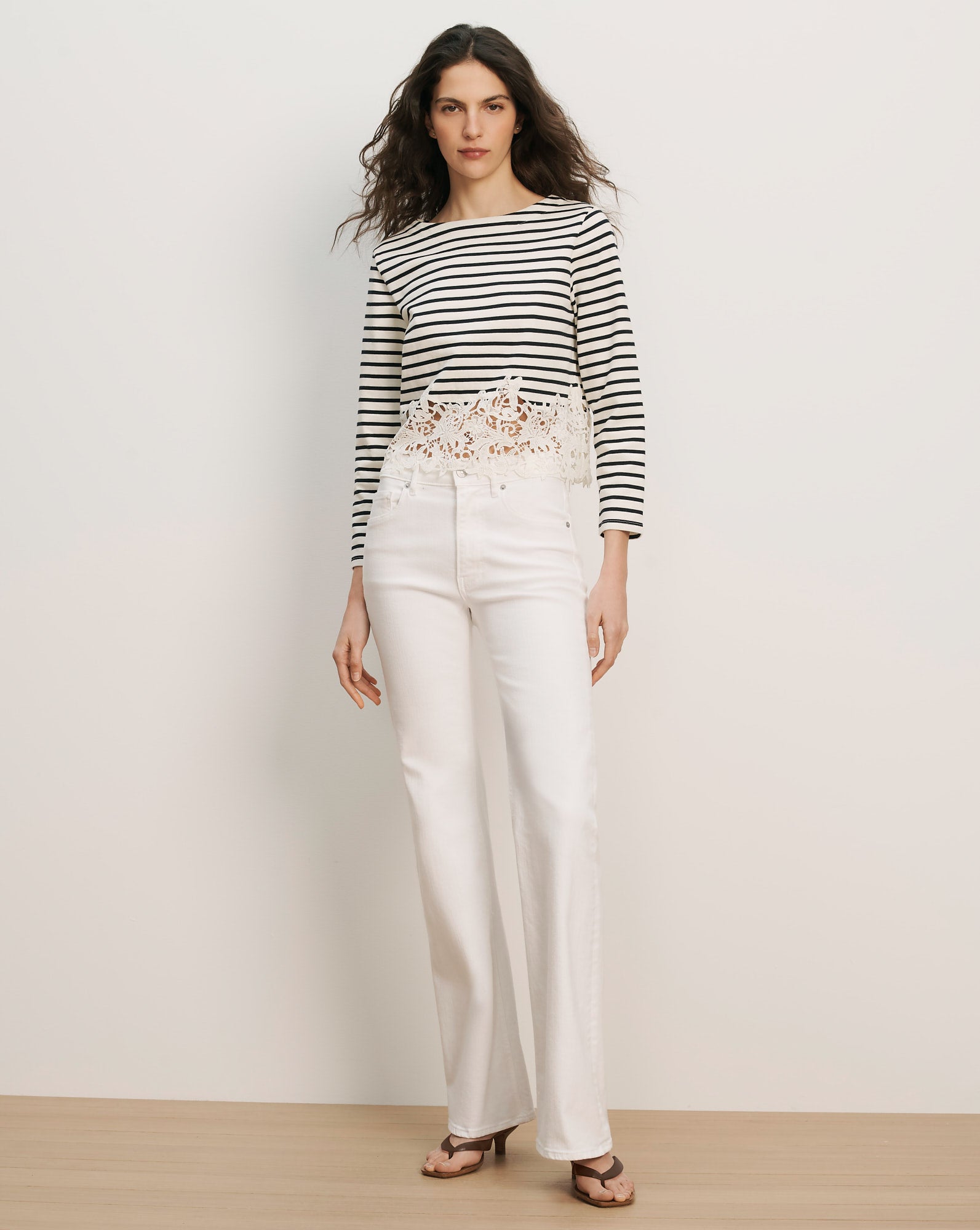 Veronica Beard Crosbie Slim Wide-Leg Jean - White