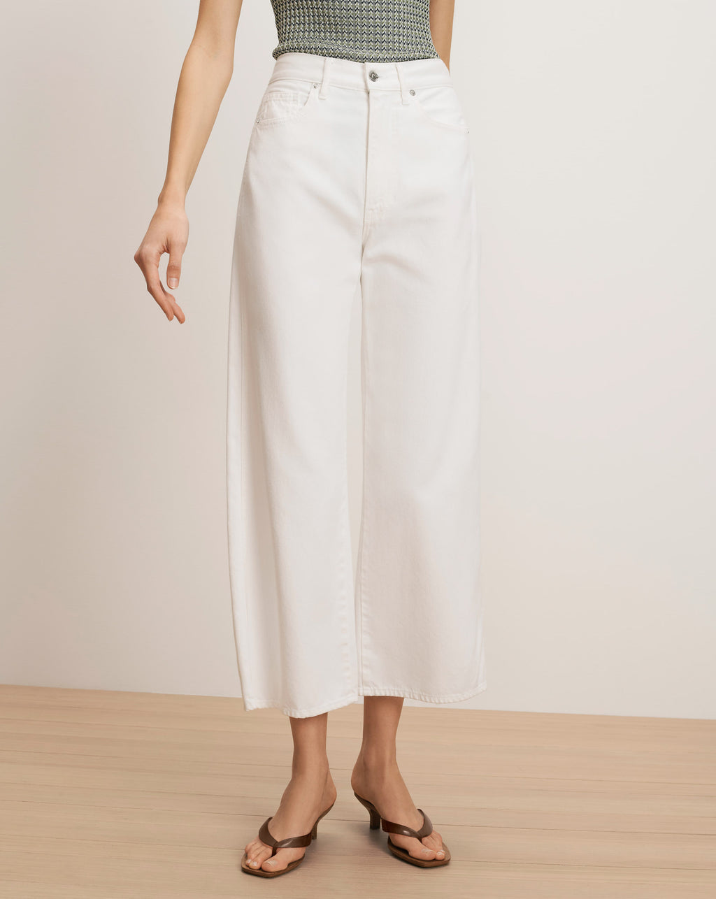 Veronica Beard Taylor Cropped Wide-Leg Jean - White