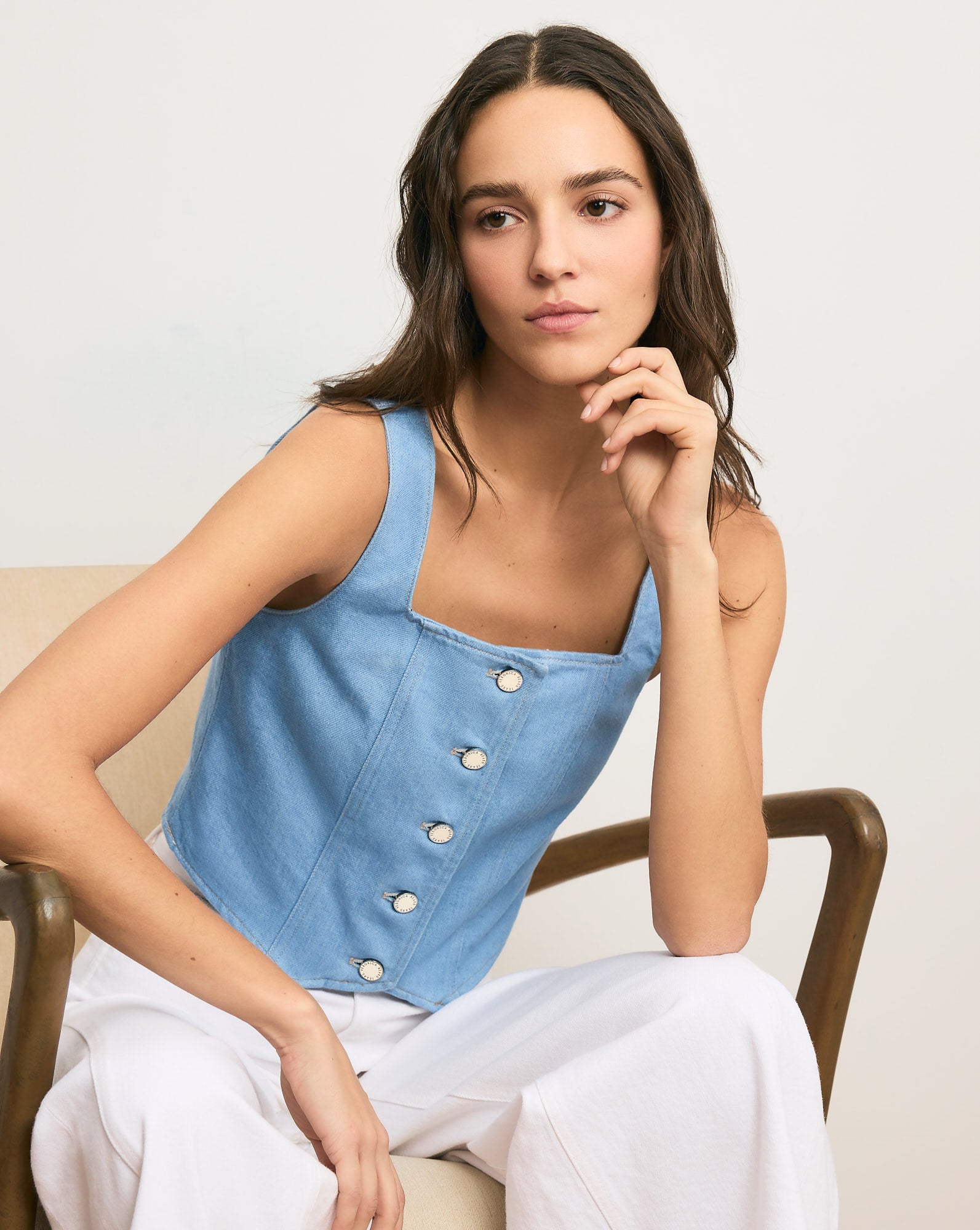 Veronica Beard Spensley Denim Vest - Bayside