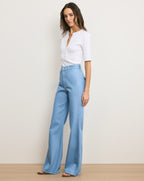 Veronica Beard Crosbie Flap-Pocket Slim Wide-Leg Jean - Bayside