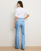 Veronica Beard Crosbie Flap-Pocket Slim Wide-Leg Jean - Bayside