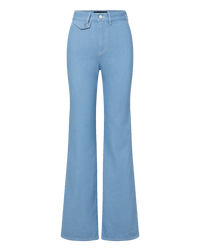 Veronica Beard Crosbie Flap-Pocket Slim Wide-Leg Jean Bayside