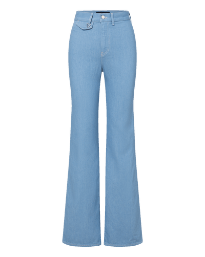 Veronica Beard Crosbie Flap-Pocket Slim Wide-Leg Jean Bayside