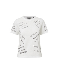 Veronica Beard White short-sleeve t-shirt with black handwritten text print.