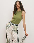 Veronica Beard Jordyn Cropped Tank Top - Cactus