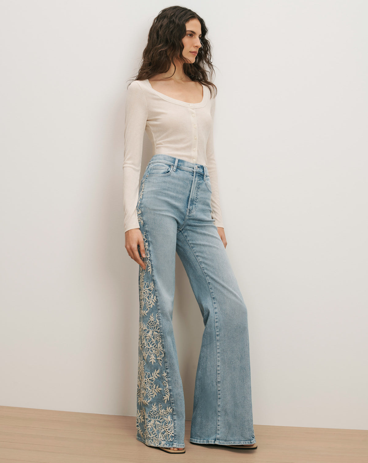 Veronica Beard Hyland Button-Down T-Shirt - Ecru