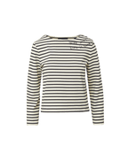 Veronica Beard Hovey Embroidered Stripe Top Dove/Navy Stripe