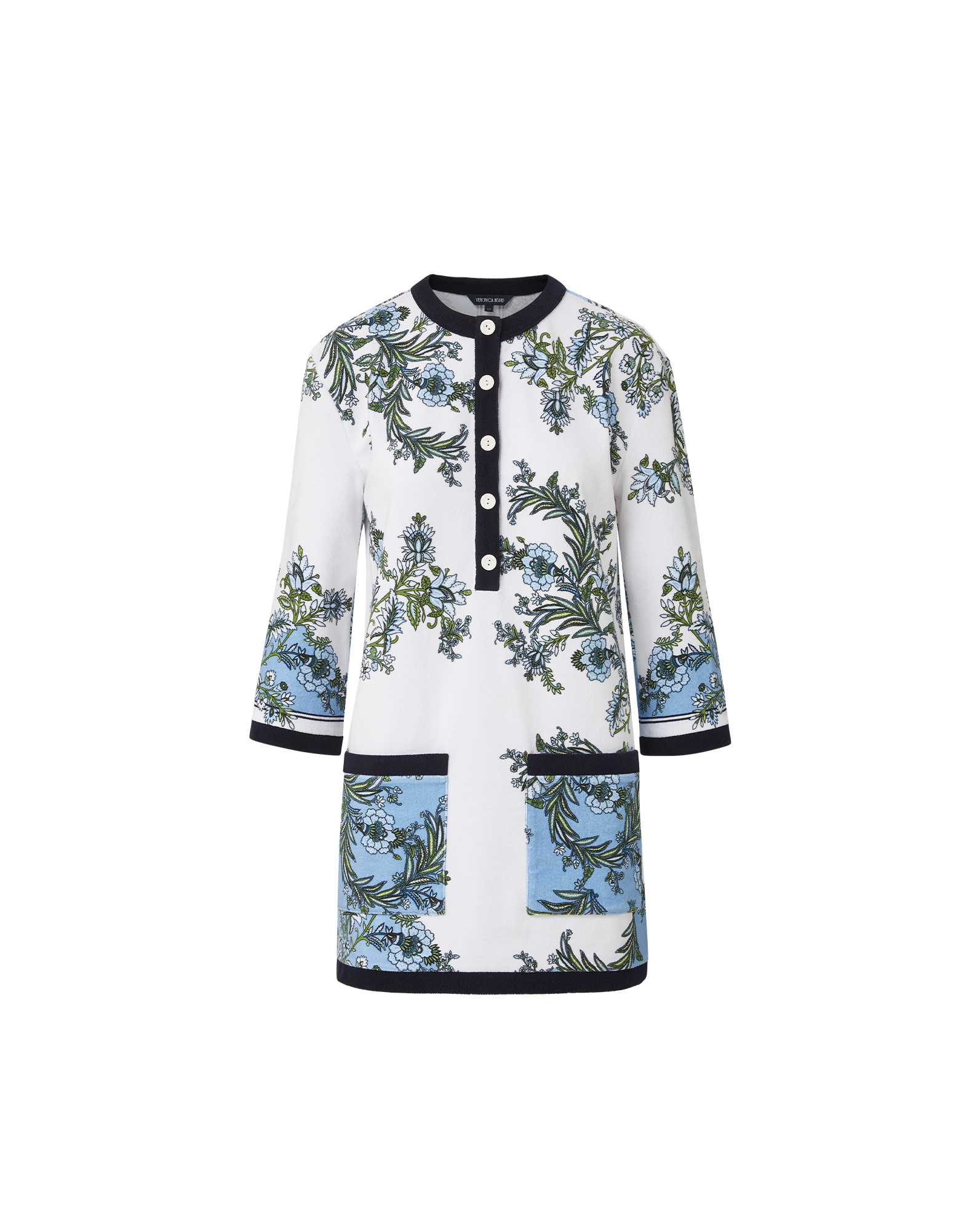 Veronica Beard Briarcliff Terry Tunic Dress Blue Jay Multi