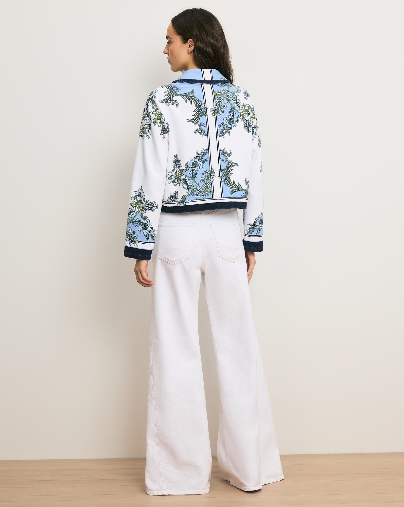 Veronica Beard Novelle Terry Button-Down Shirt - Blue Jay Multi