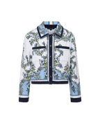 Veronica Beard Novelle Terry Button-Down Shirt Blue Jay Multi