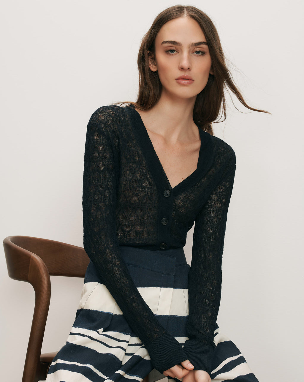 Veronica Beard Ingraham Linen Cardigan - Navy