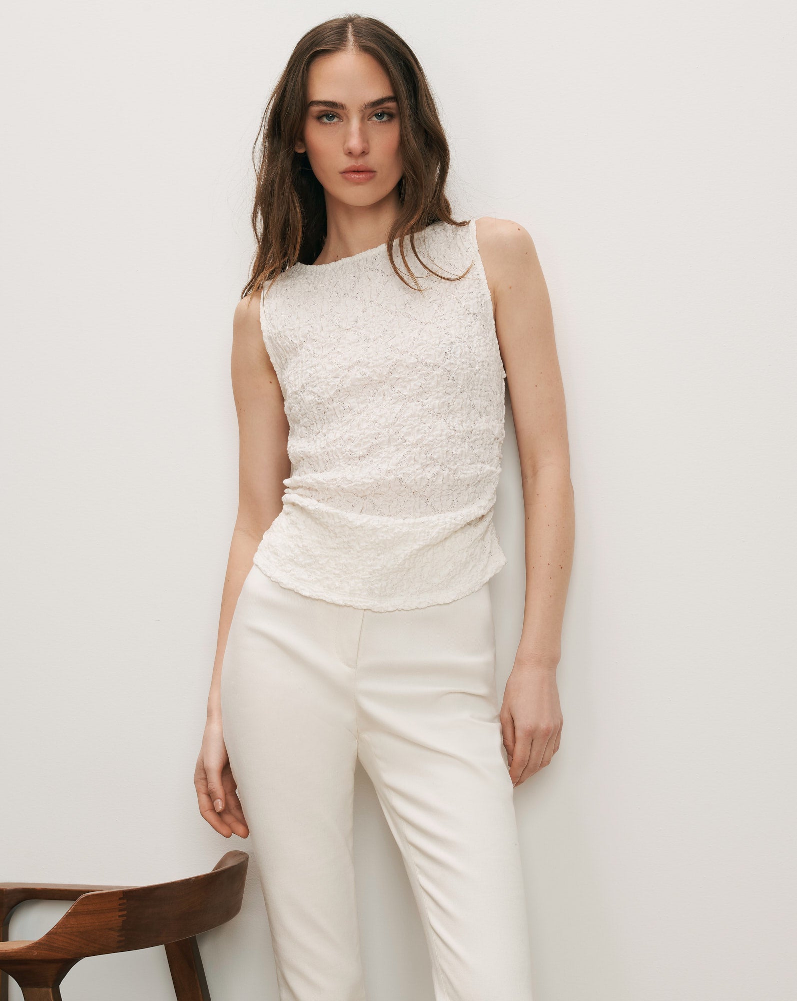 Veronica Beard Selah Lace Tank Top - Dove White