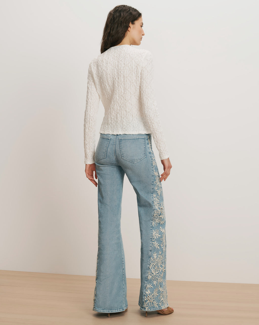 Veronica Beard Gillingham Stretch-Lace Cardigan - Dove White