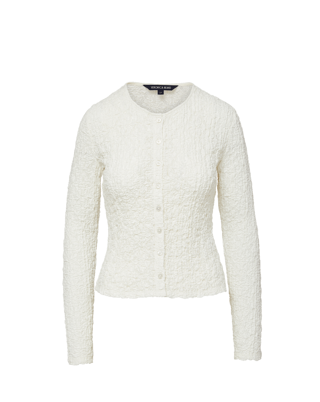 Veronica Beard Gillingham Stretch-Lace Cardigan - Dove White