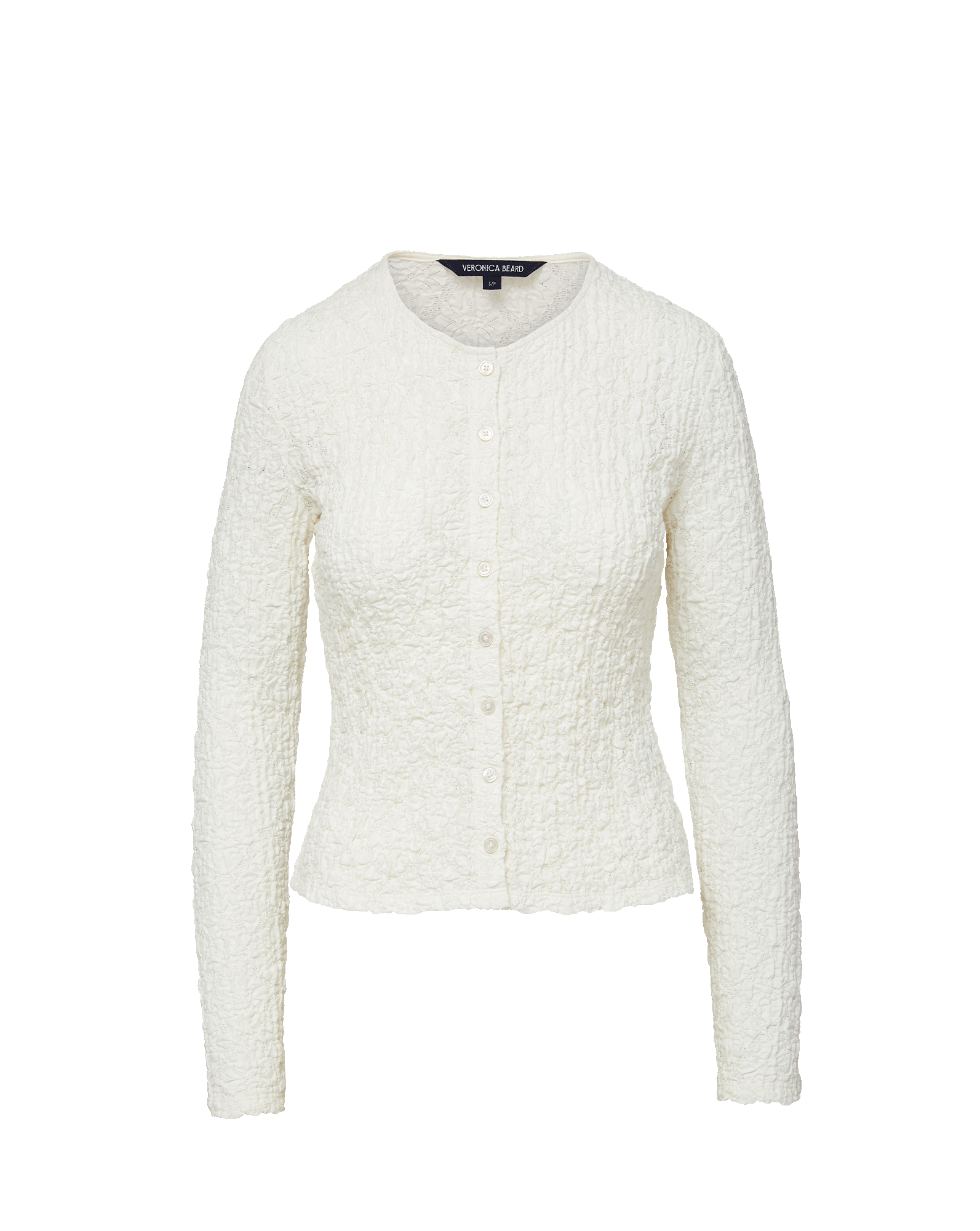Veronica Beard Gillingham Stretch-Lace Cardigan - Dove White