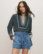 Veronica Beard Cyra Tunic Top - Navy Multi