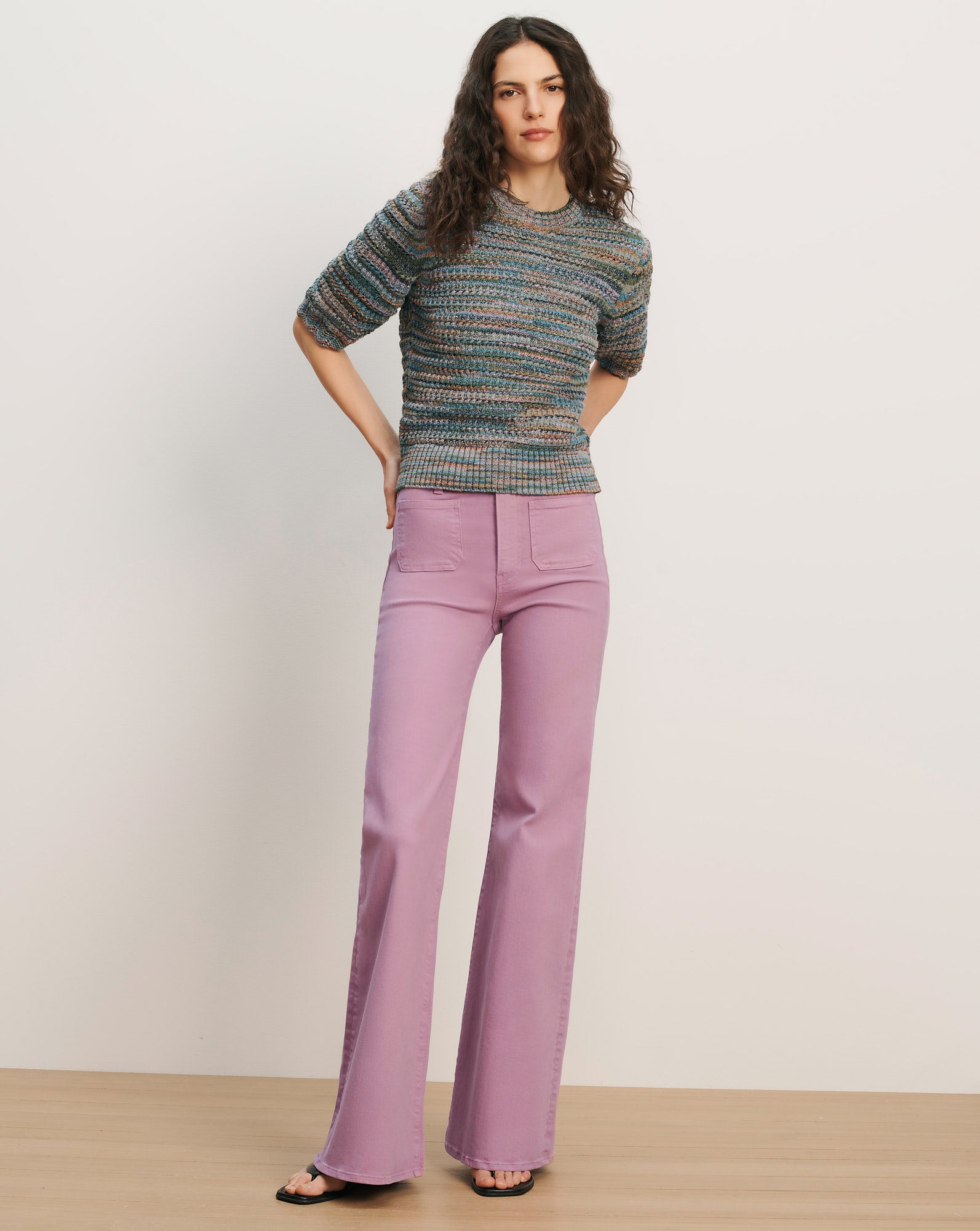 Veronica Beard Joplin Patch-Pocket Flare Jean - Orchid Haze