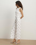 Veronica Beard Grant Studded Wide-Leg Jean - White