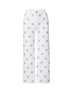 Veronica Beard Grant Studded Wide-Leg Jean - White