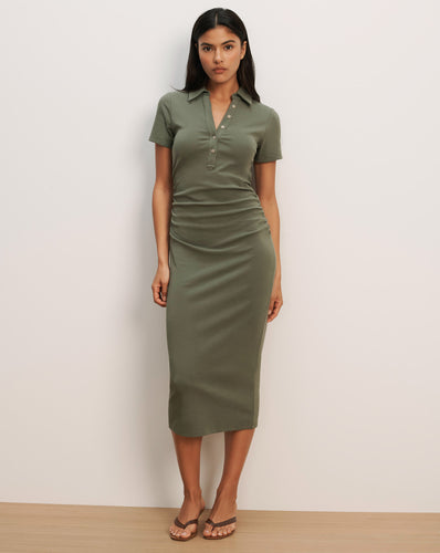 Veronica Beard Besser Polo Midi Dress - Stone Army