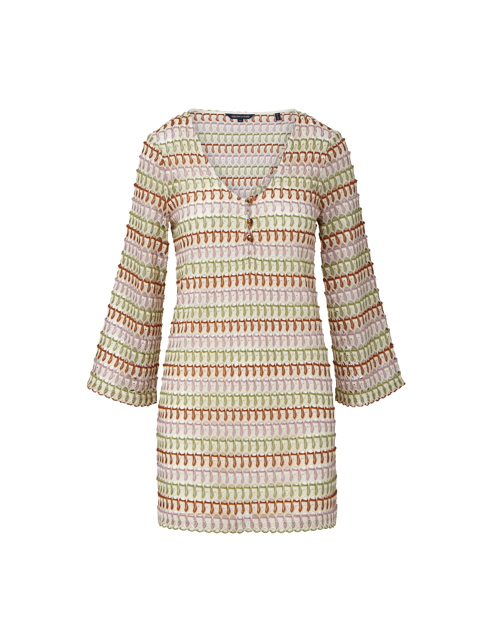 Veronica Beard Novien Crochet Mini Dress - Deep Ochre/Dove White Multi