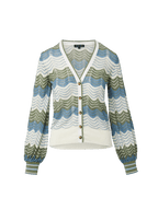 Veronica Beard Laurinor Linen-Blend Cardigan - Dove White Sage Blue River