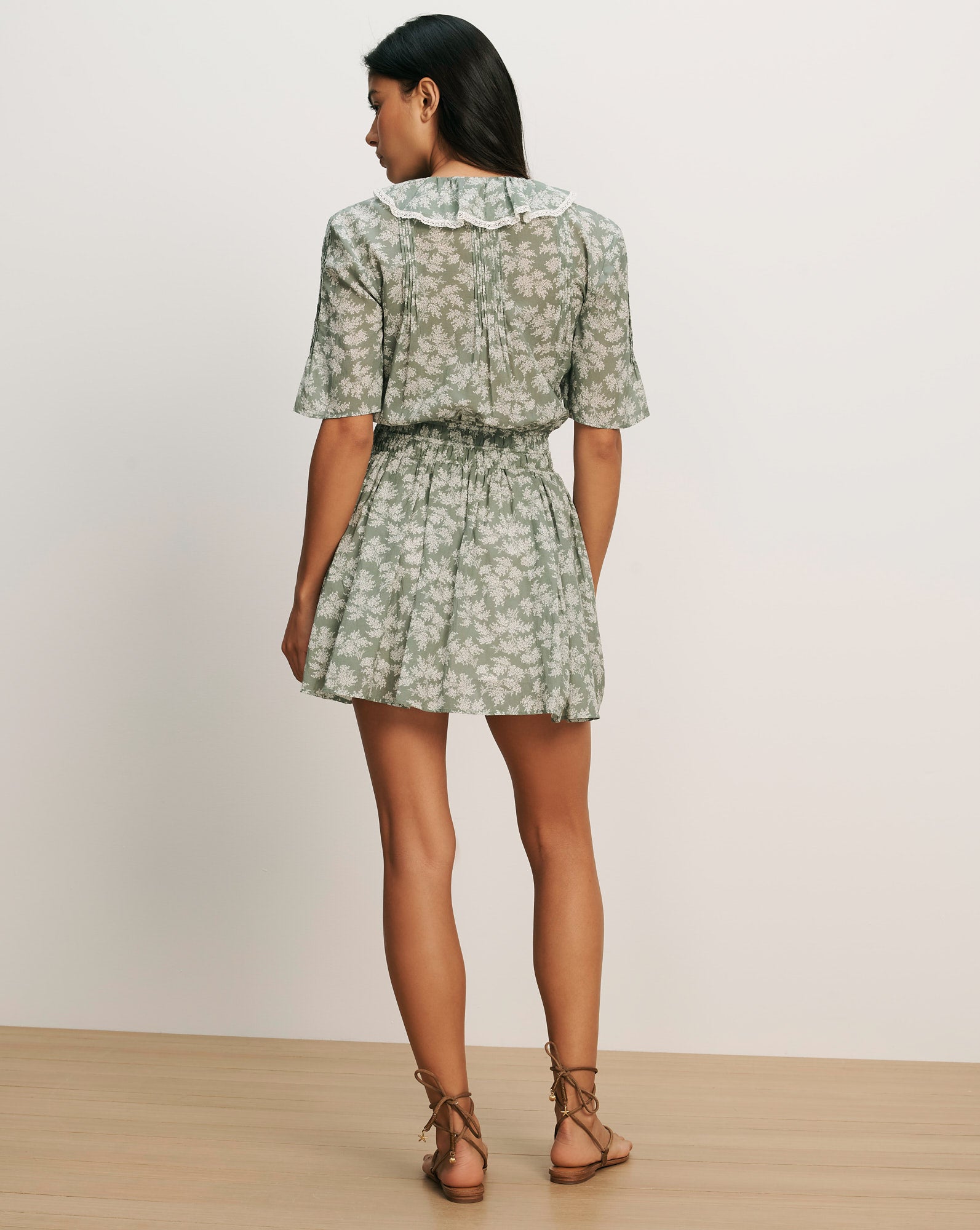 Veronica Beard Gallagher Floral Mini Dress - Sage/Dove White