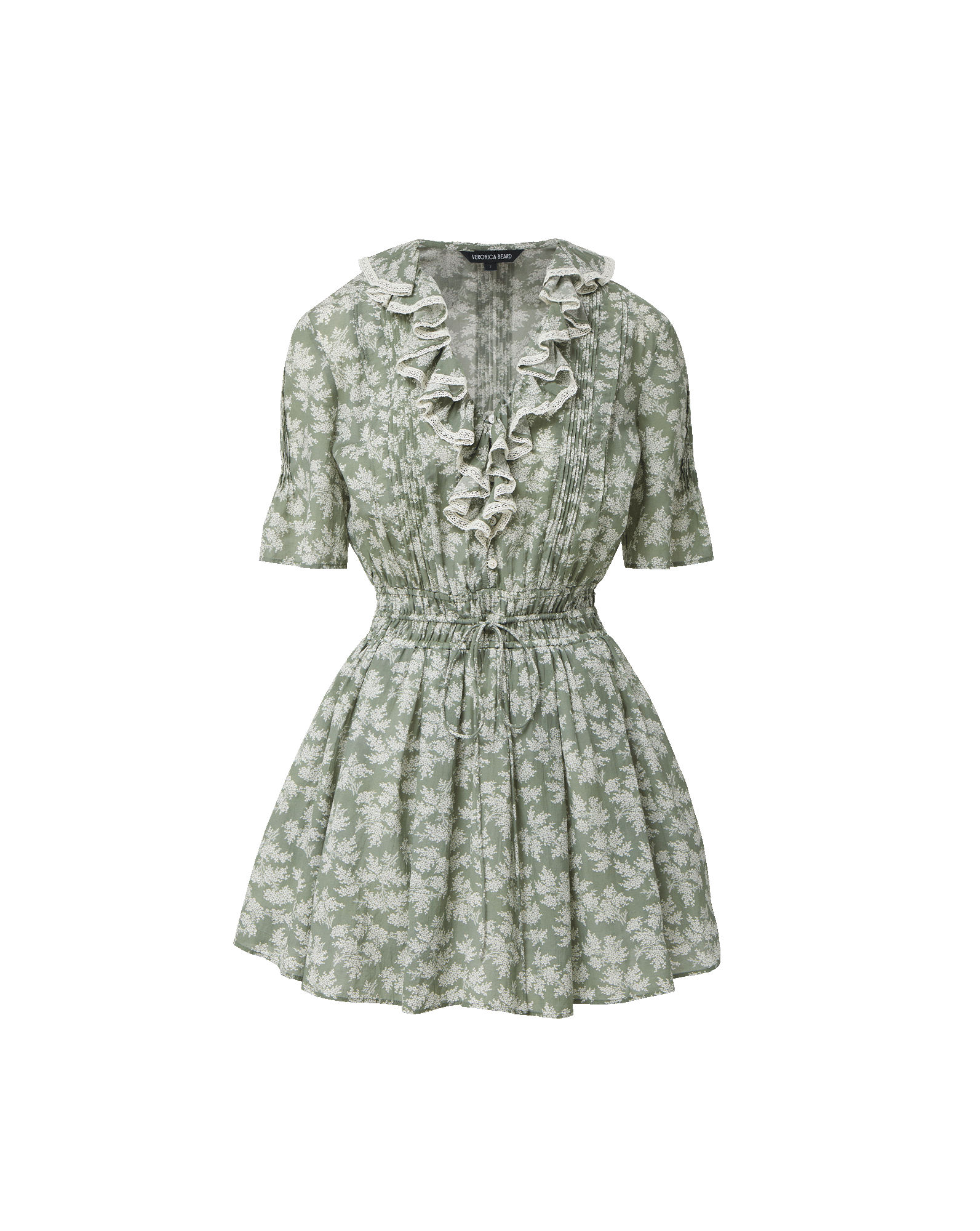 Veronica Beard Gallagher Floral Mini Dress - Sage/Dove White