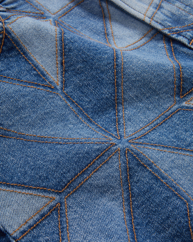 Veronica Beard Elijah Short W/ Denim Quilt Patchwork - Prism Blue