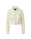 Veronica Beard Ecru denim cropped jacket with contrast stitching.