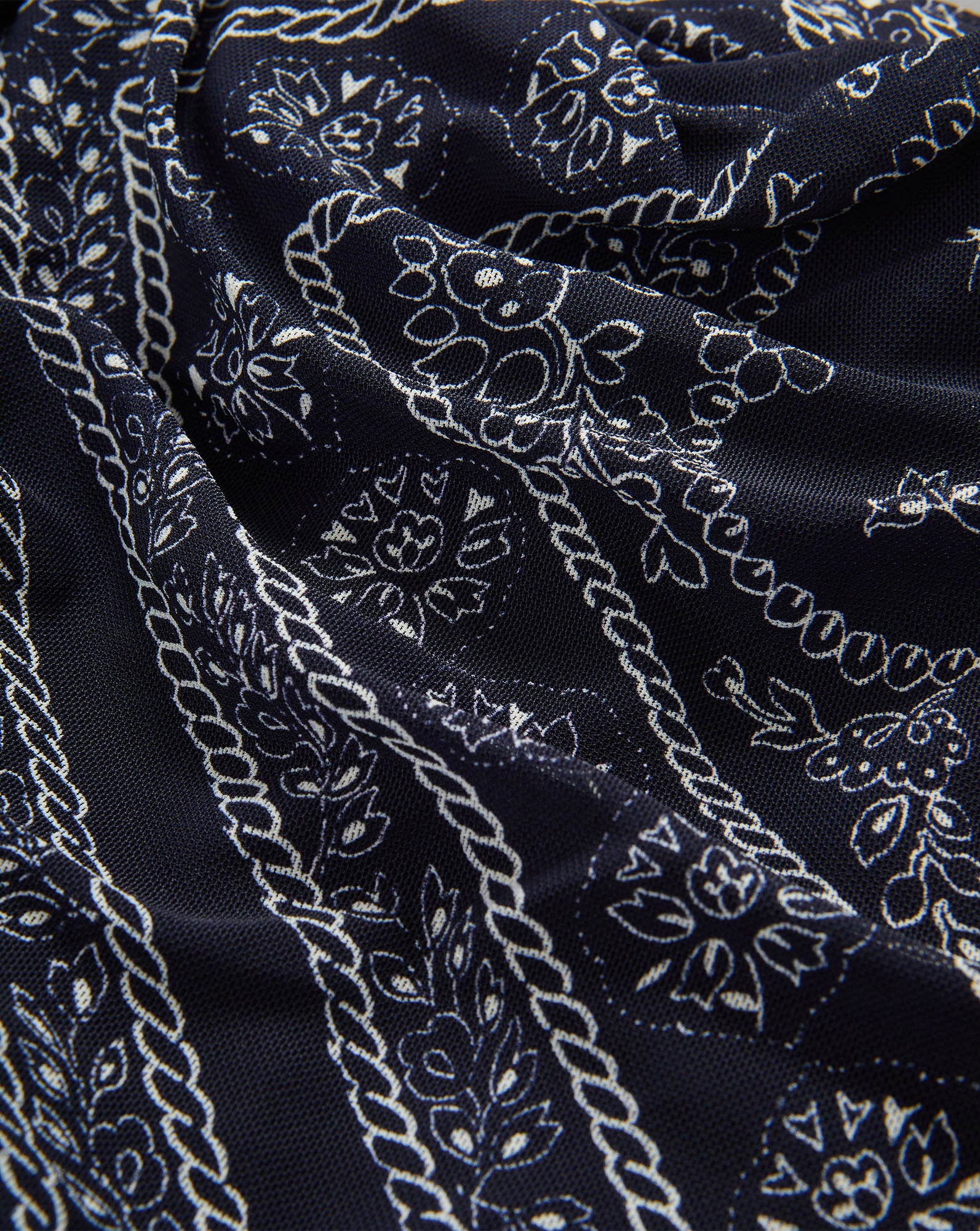 Veronica Beard Black mesh dress with white bandana print.